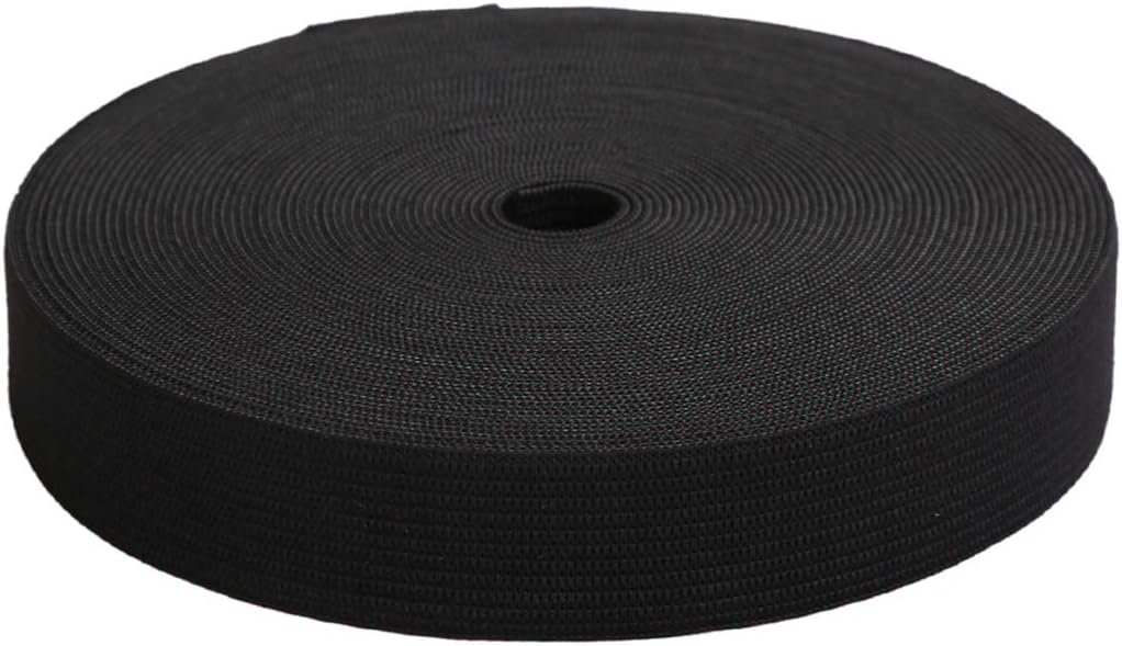 MYUREN 1 Inch by 20 Yard Black Heavy Stretch High Elasticity Elastic Spool Knit Elastic Bands for Sewing