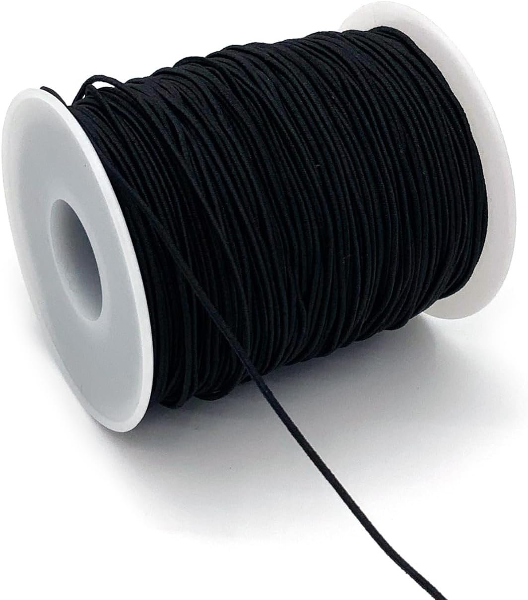 1mm Elastic Cord for Bracelets Necklaces, Cakasi 110 Yards Sturdy Stretchy Elastic Cord for Jewelry Making, Necklaces, Beading – Black