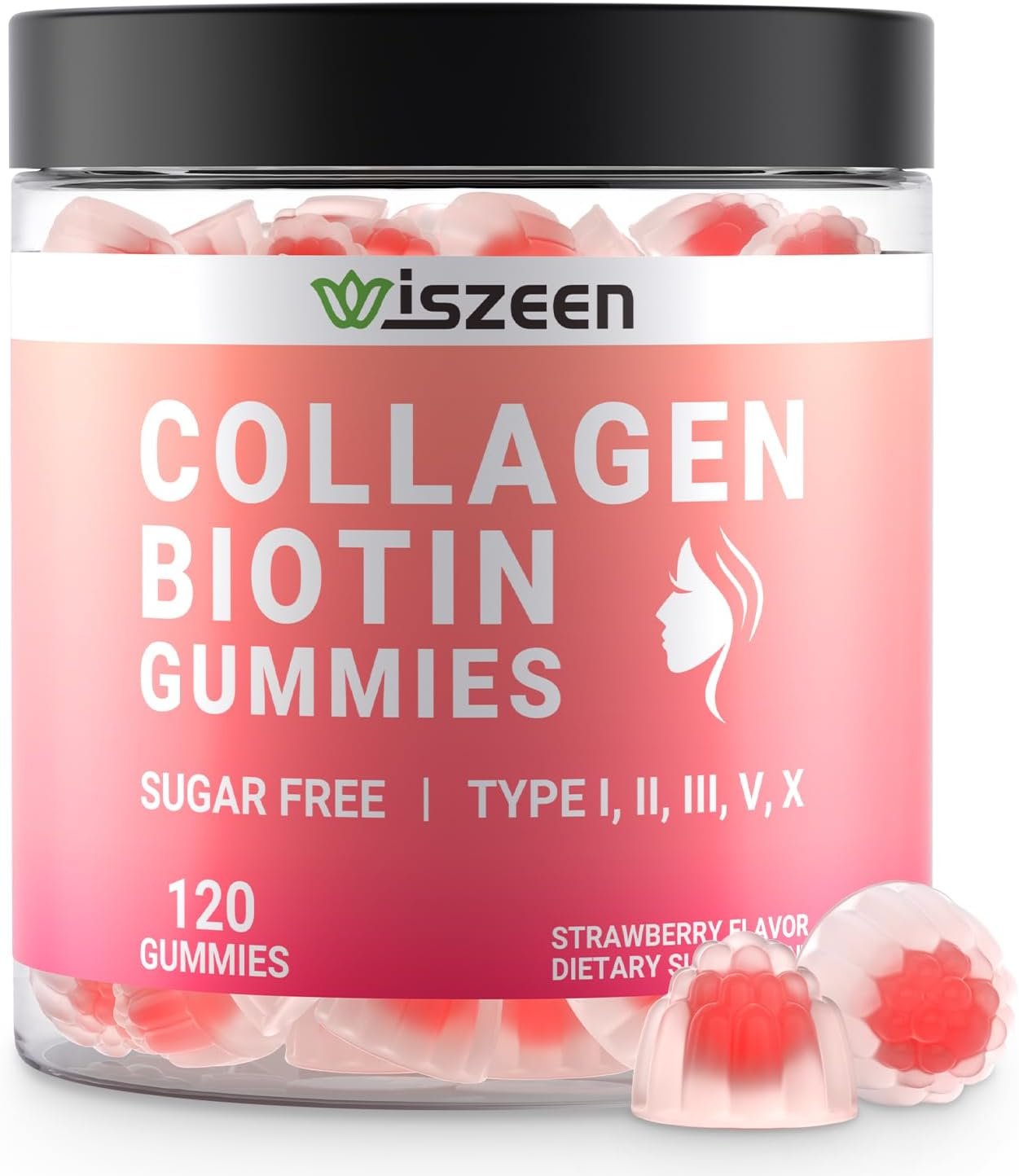 Collagen Gummies for Women, Sugar Free Hydrolyzed Collagen Peptides Supplement, Collagen Protein Type I II III V X with Biotin Vitamin A B C D for Hair Skin Nails Bone Joint Immunity