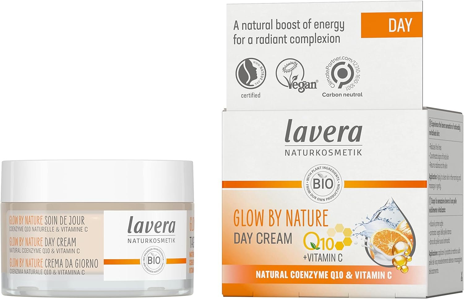 lavera Glow by Nature Day Care – Face Cream with Q10 & Vitamin C for a Radiant Complexion – Moisturizing Facial Cream – Anti Aging Cream – PETA Certified – Vegan – Made in Germany – 1.7 Fl Oz
