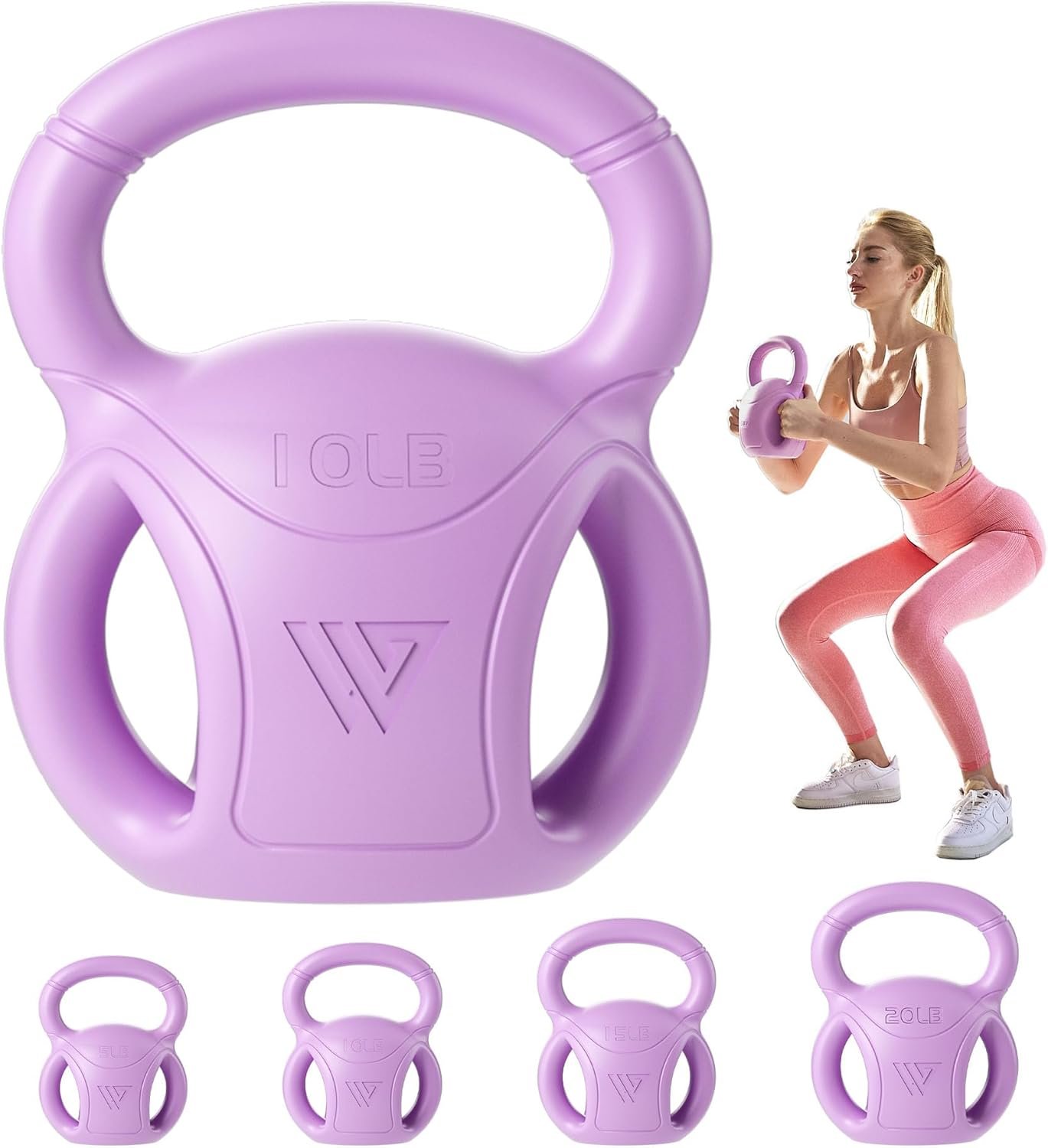 RUNWE 3 Handle Kettlebells Weight – Weight for Women Options 5, 10, 15 and 20 LB for Russian Twists AB Exercise, Weightlifting and Core Fitness Exercise Home Gym [Single in Sold]