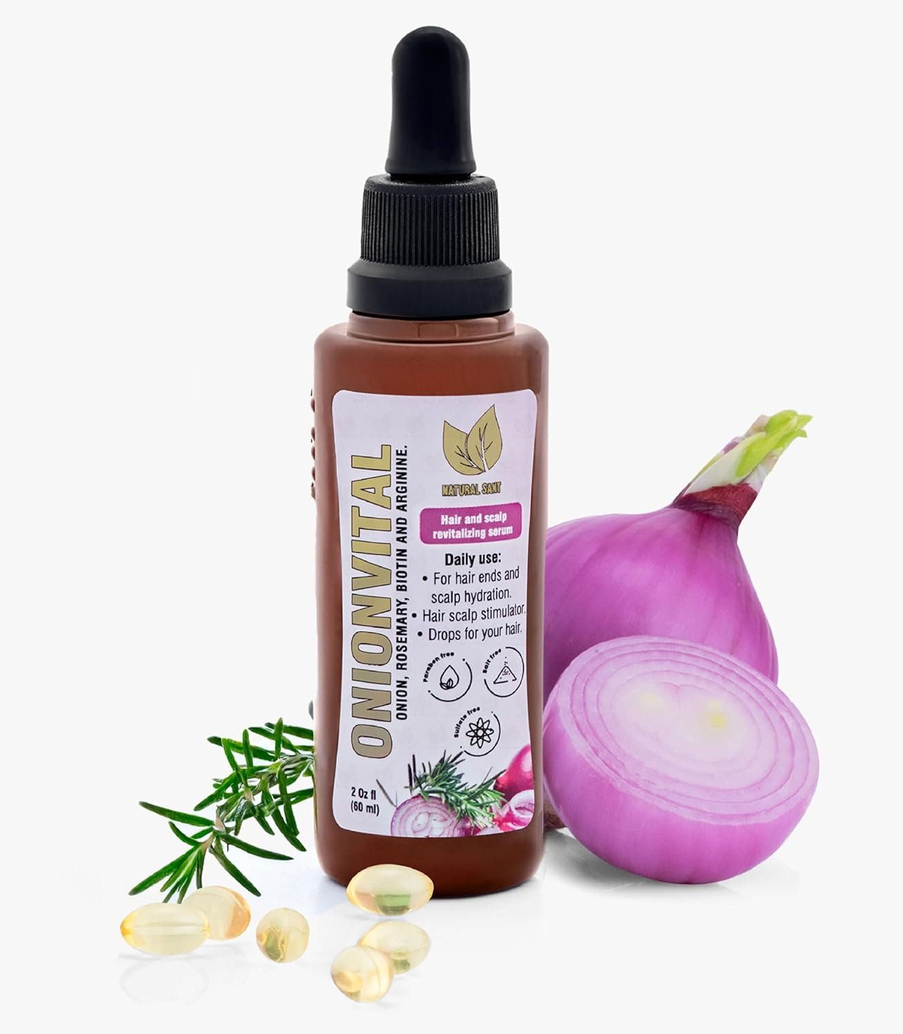 Onionvital Hair Serum with Onion, Rosemary, Biotin & Arginine – Hydrating Serum for Scalp & Hair Care, 60ml