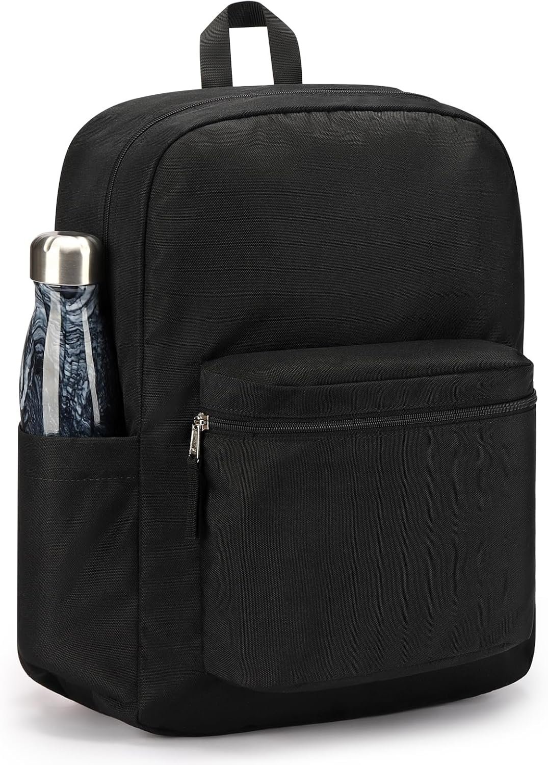 ZORFIN Black Backpack for School Work Travel: Lightweight Bookbag for Girls and Boys – Water Resistant Backpacks for Men and Women
