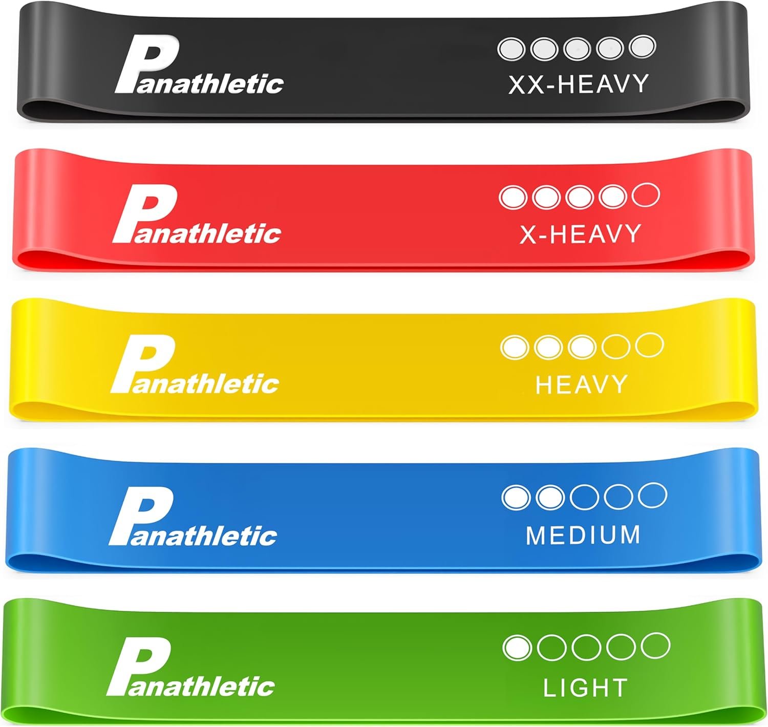 Resistance Bands, Set of 5 Bands – 5 Different Resistance Levels, Exercise Guide, eBook, Carry Bag – 5X Booty Loop Band for Butt and Legs Women – Fitness Stretch Band for Workout Men