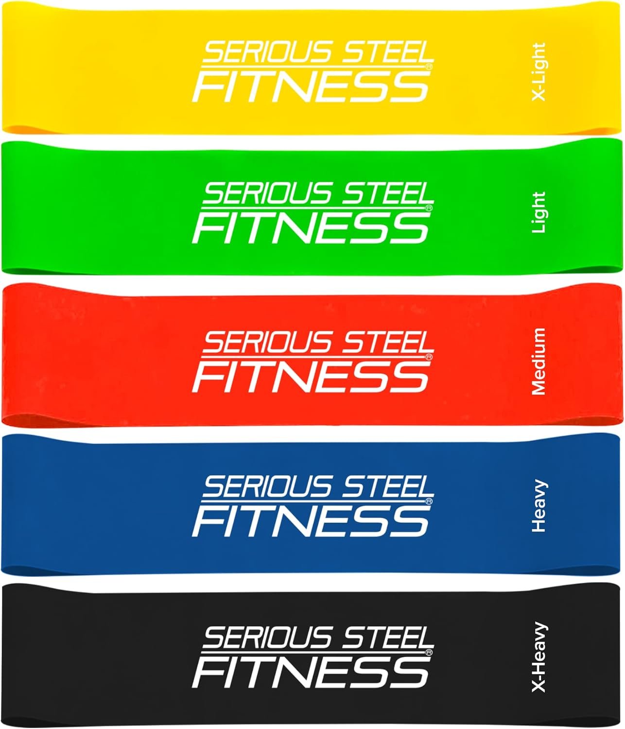 Serious Steel Fitness Mini Resistance Loop Bands | Rehab and Prehab Stretch Bands | 12″ Exercise Workout Bands (Sets of 5 Pack and Sets of 10 Pack Trainer Options Available!)
