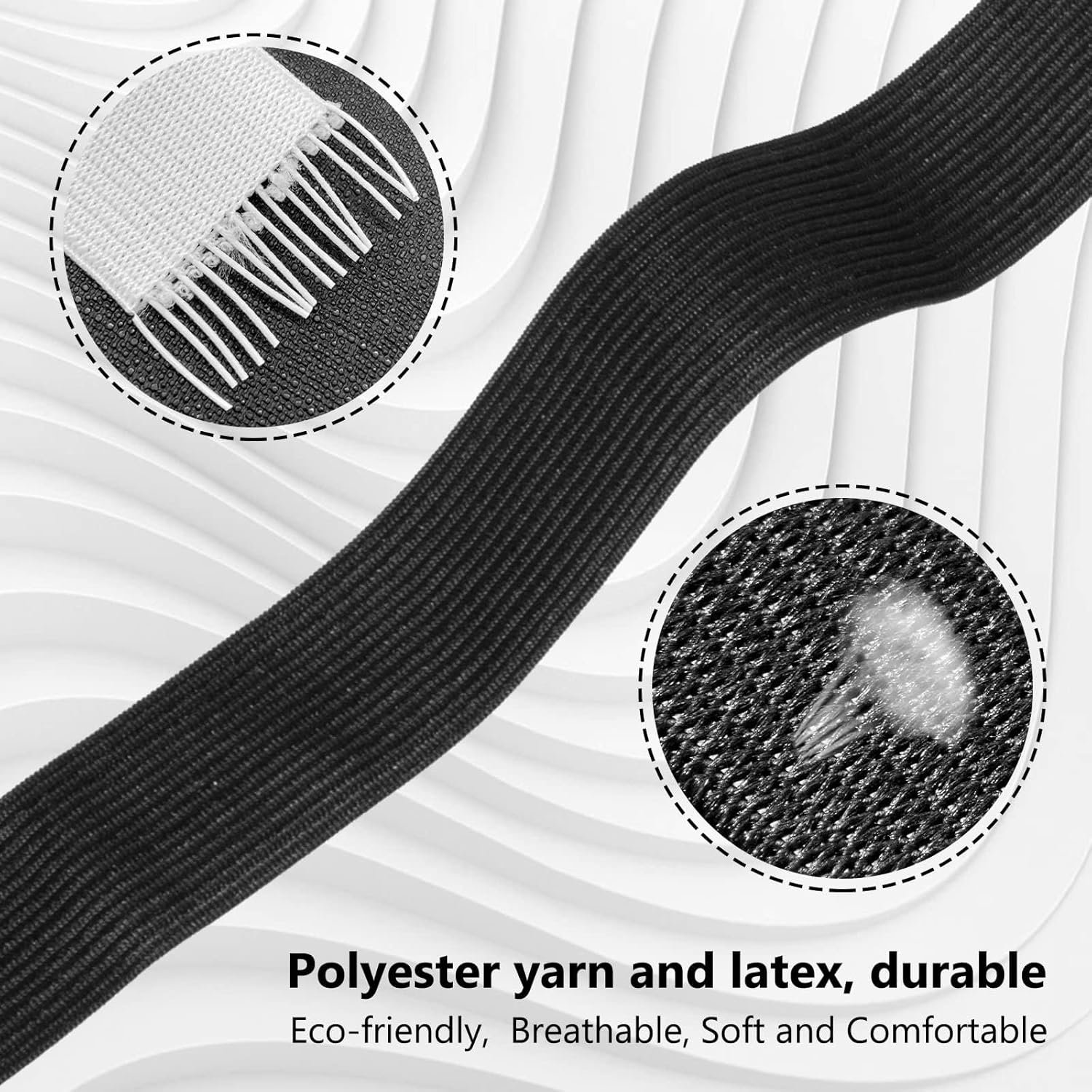 Elastic Band for Sewing, 1 Inch Elastic for Sewing Elastic Straps Wig Band Edge Band Knit Spool Sewing Band for Waistbands Pants Clothes & Lace Front Wigs((10 Yard Black, 20 Yard White)